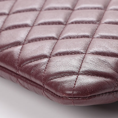 Chanel Sheepskin Quilted Large Vintage Mademoiselle Cosmetic Case Burgundy 10 of 12