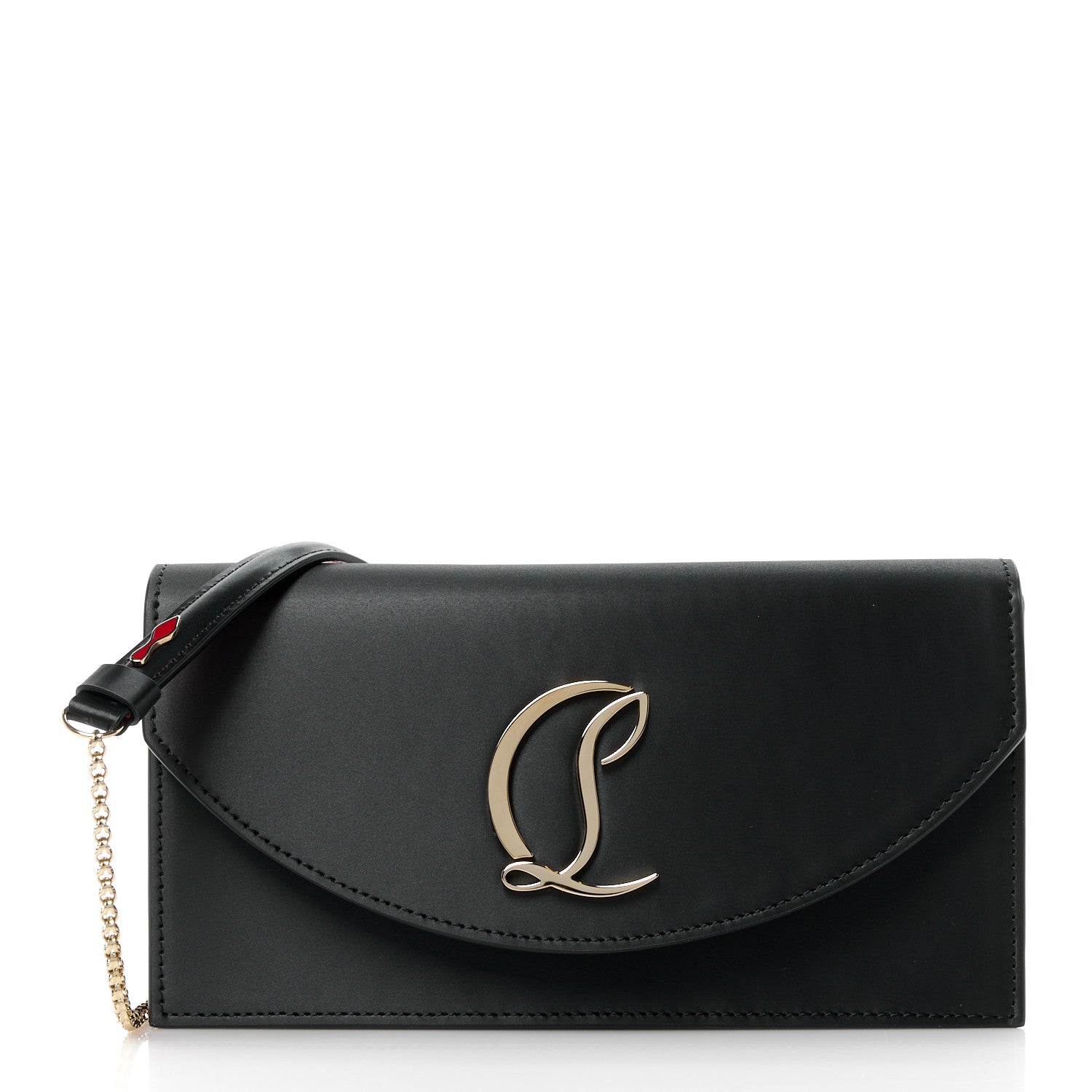 Christian Louboutin Satin Calfskin Laminated Loubi54 Crossbody Clutch Black 1 of 10