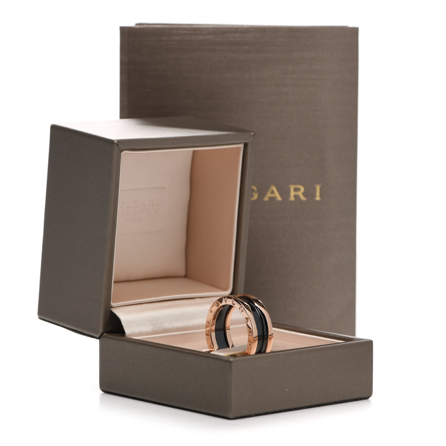 Bulgari 18K Rose Gold Black Ceramic B.Zero1 Two-Band Ring 57 8 6 of 6
