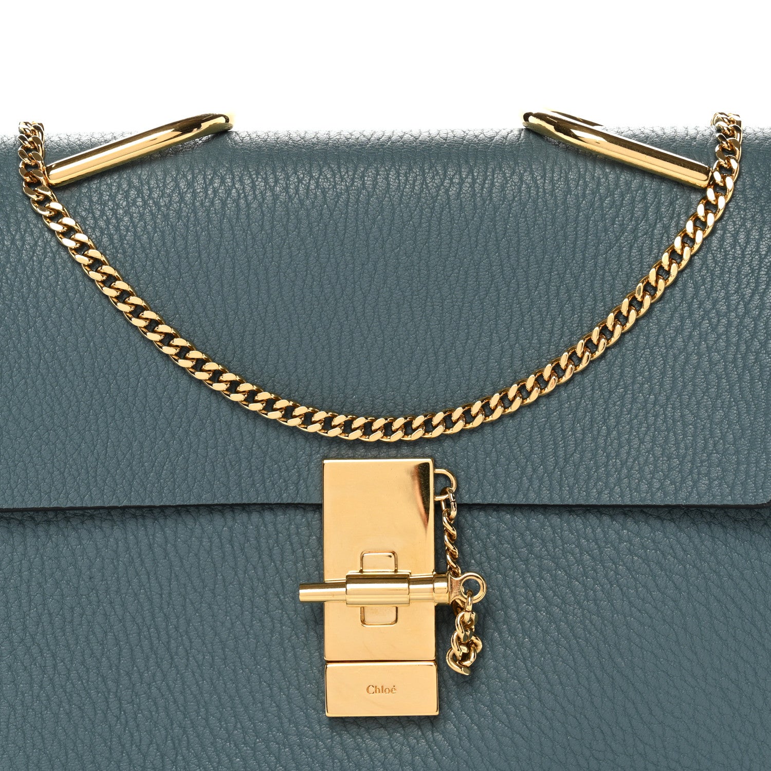 Chloe Grained Lambskin Drew Shoulder Bag Cloudy Blue 7 of 9