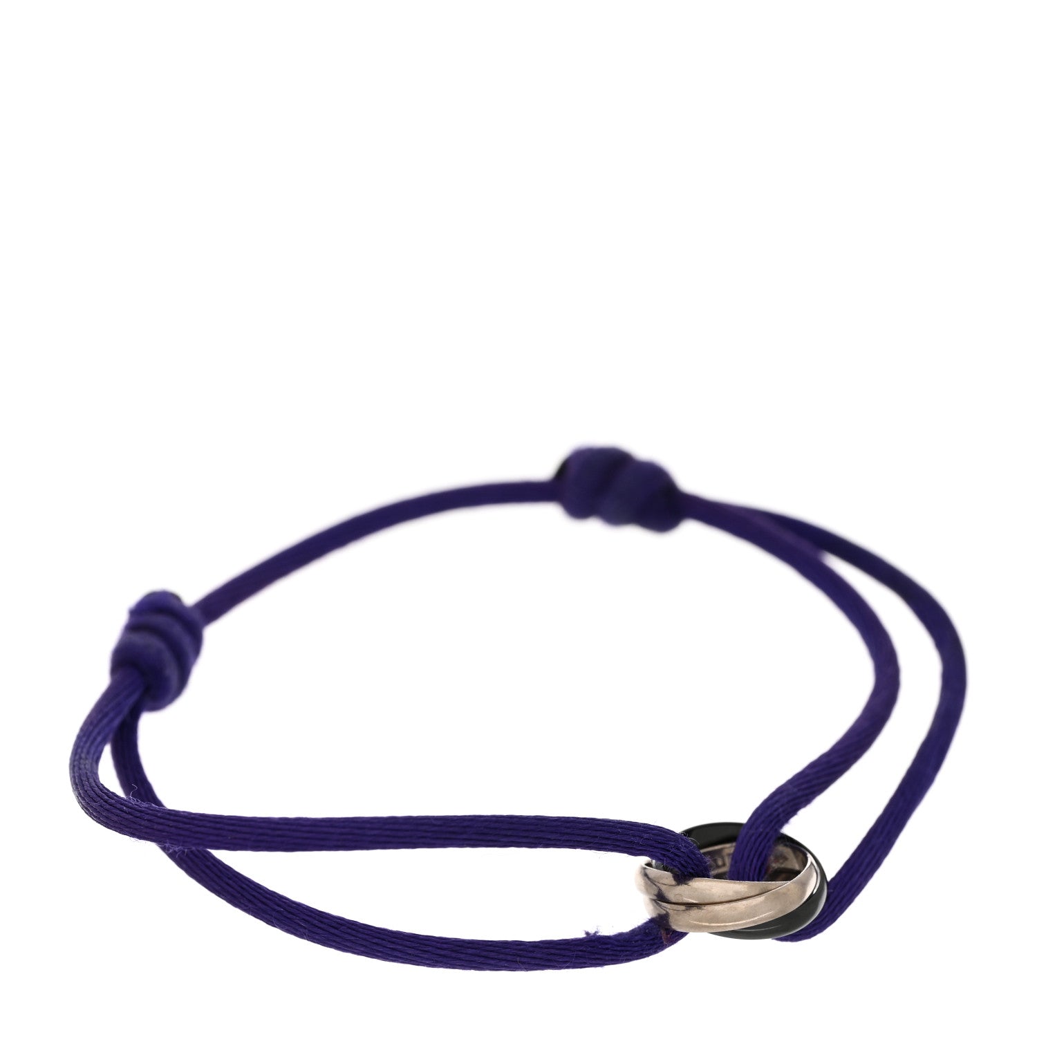 Cartier 18K White Gold Ceramic Trinity Adjustable Cord Bracelet Purple 1 of 4