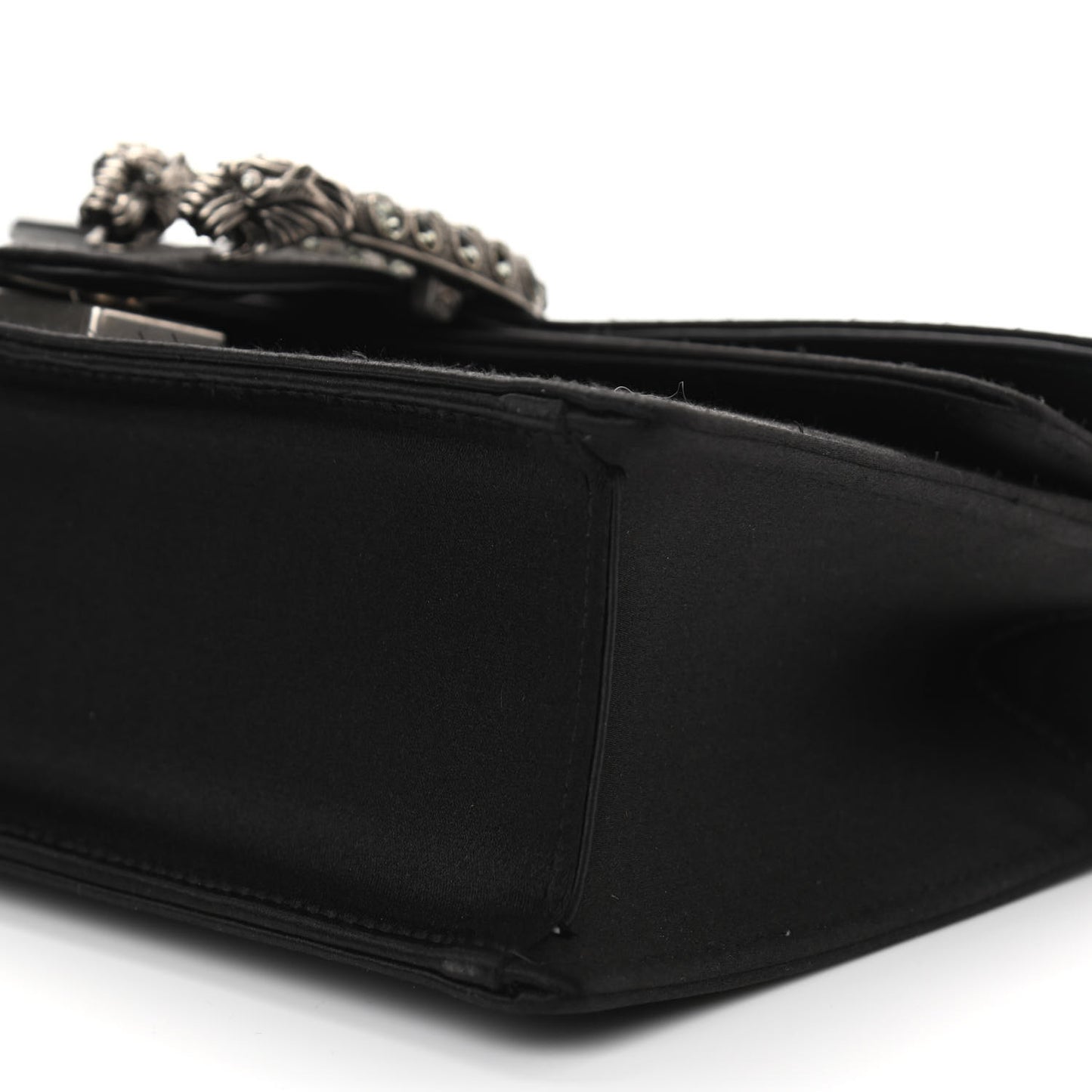 Satin Silk Crystal Small Dionysus Shoulder Bag Black Black Diamond