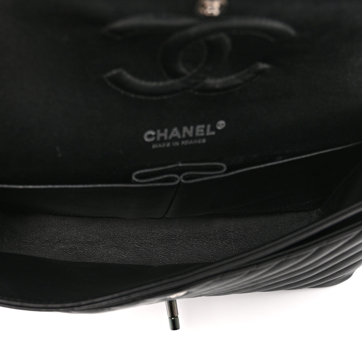 Lambskin Chevron Quilted Medium Double Flap So Black