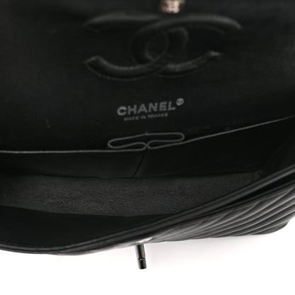 Chanel Lambskin Chevron Quilted Medium Double Flap So Black 5 of 10