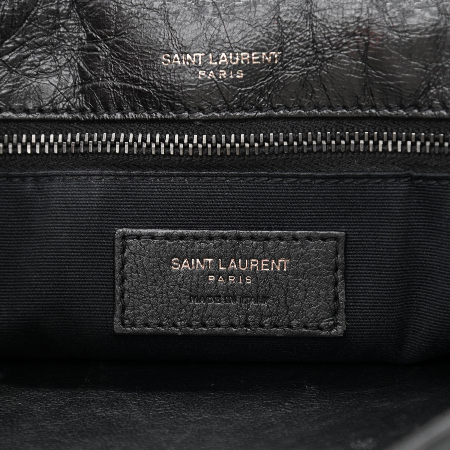 Saint Laurent Crinkled Calfskin Matelasse Monogram Medium Niki Chain Satchel Black 6 of 14