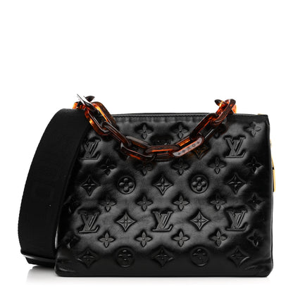 Louis Vuitton Glazed Lambskin Embossed Monogram Coussin PM Black 1 of 11