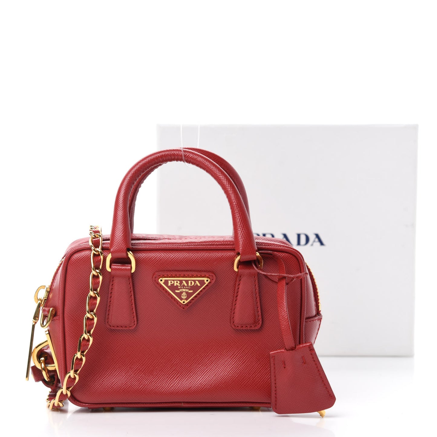 Saffiano Lux Mini Top Handle Crossbody Bag Fuoco