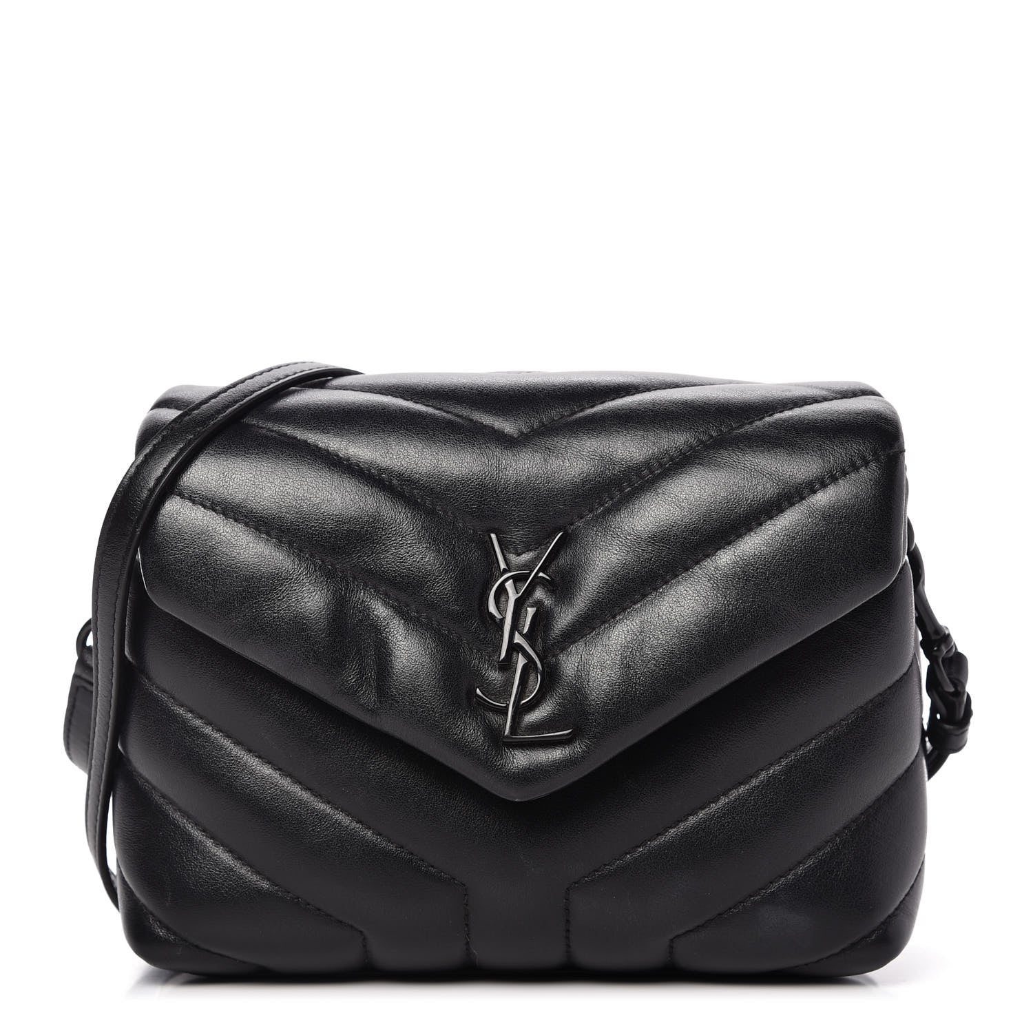Saint Laurent Calfskin Y Quilted Monogram Toy Loulou Crossbody Bag Black 1 of 10