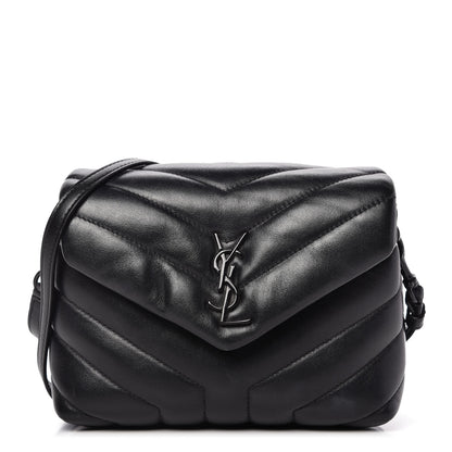 Saint Laurent Calfskin Y Quilted Monogram Toy Loulou Crossbody Bag Black 1 of 10