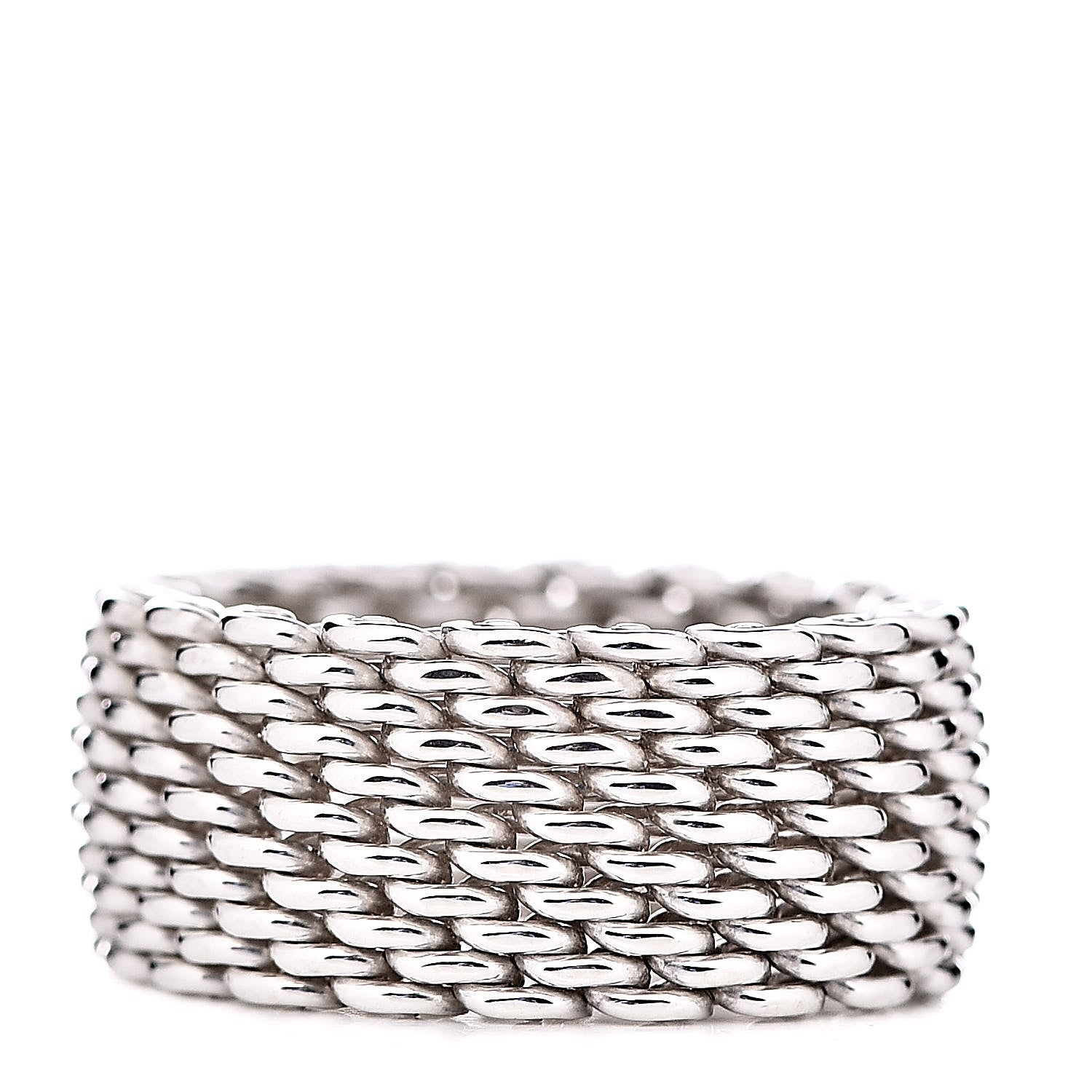 Tiffany Sterling Silver Mesh Somerset Ring 56 7.5 3 of 4