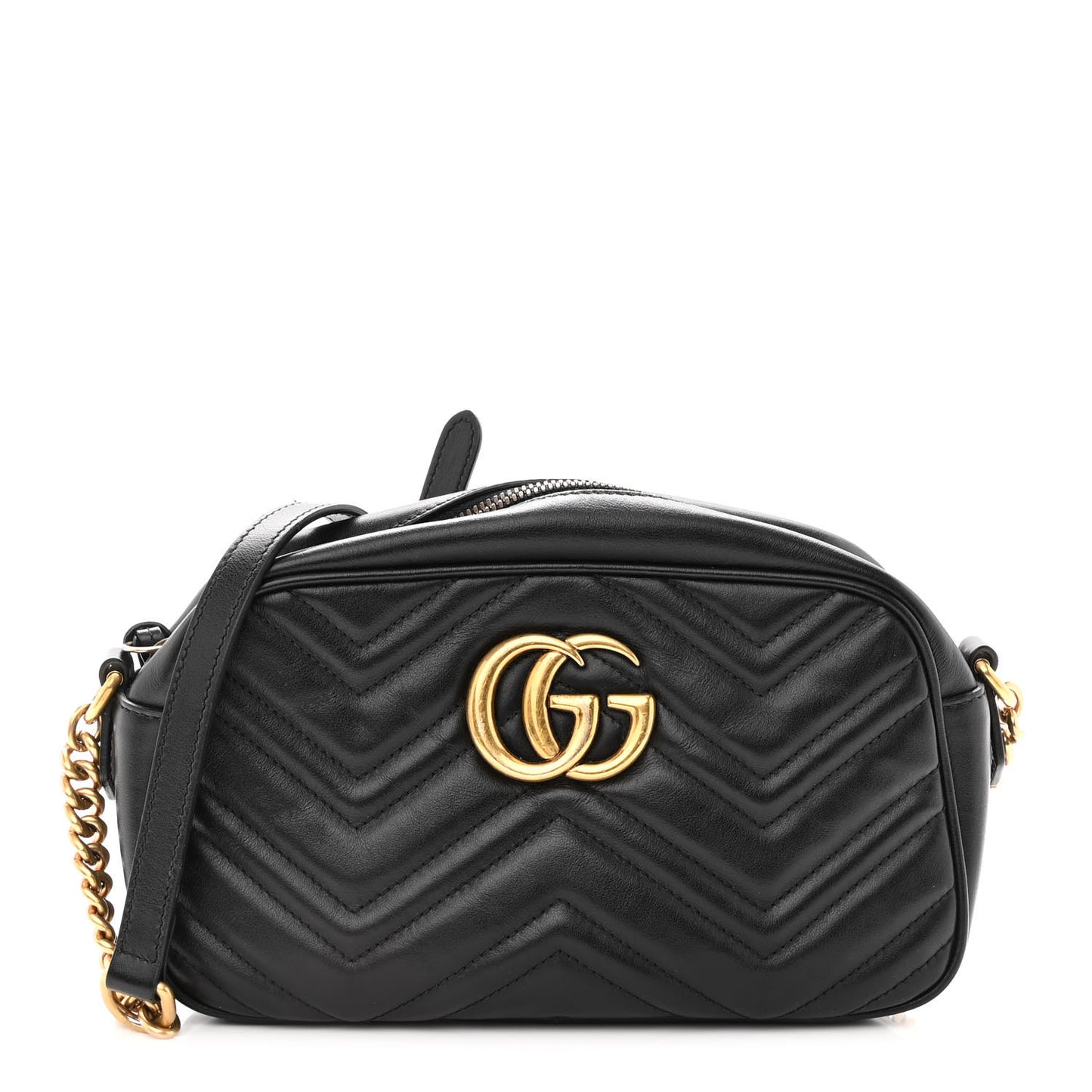 Calfskin Matelasse Small GG Marmont Chain Shoulder Bag Black