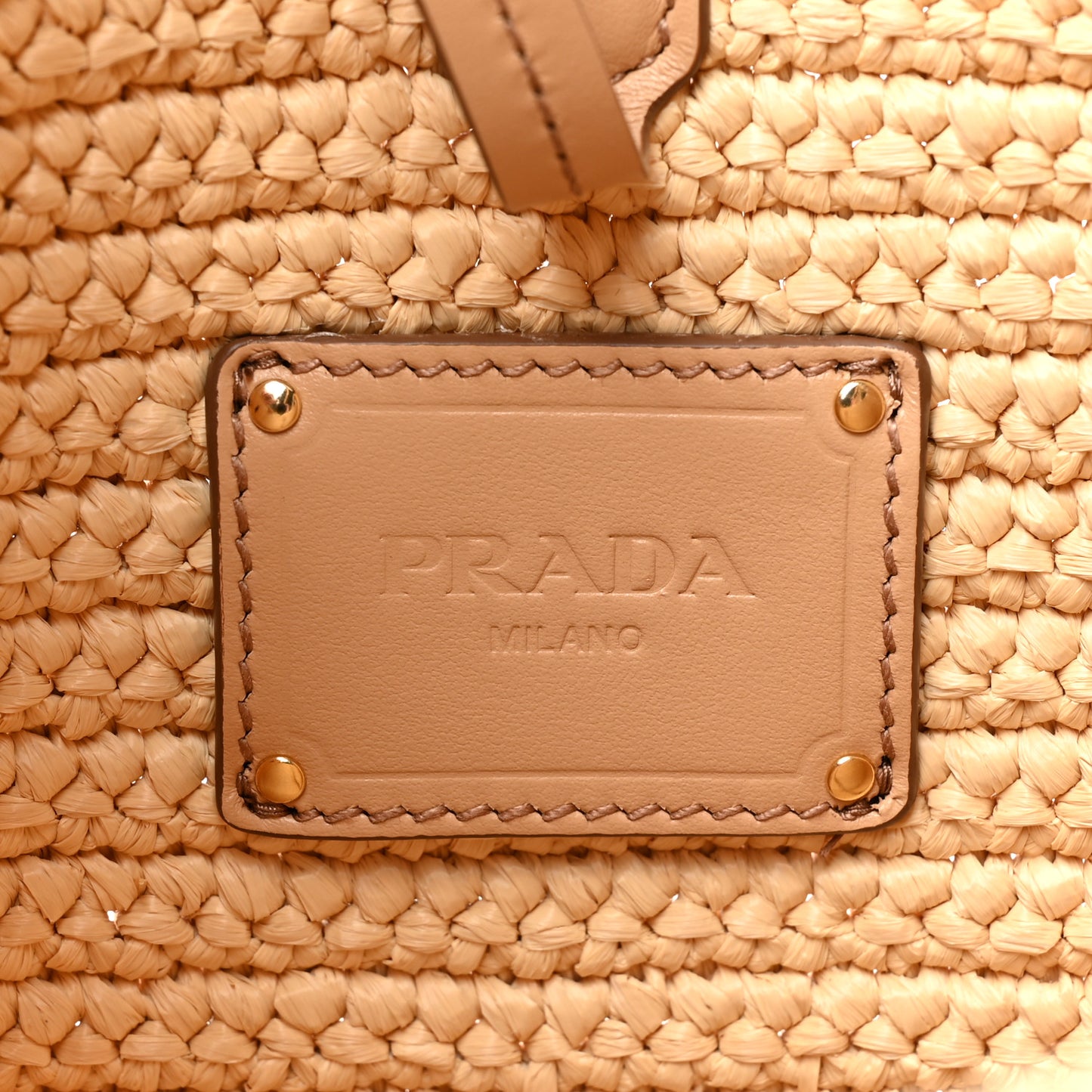 Yarn Raffia Effect Crochet Embroidered Logo Hobo Naturale