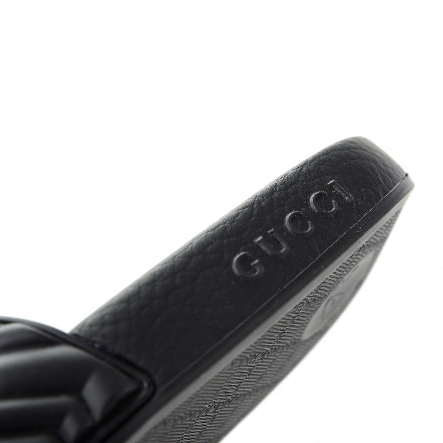 Rubber Matelasse Womens Slide Sandals 37 Black