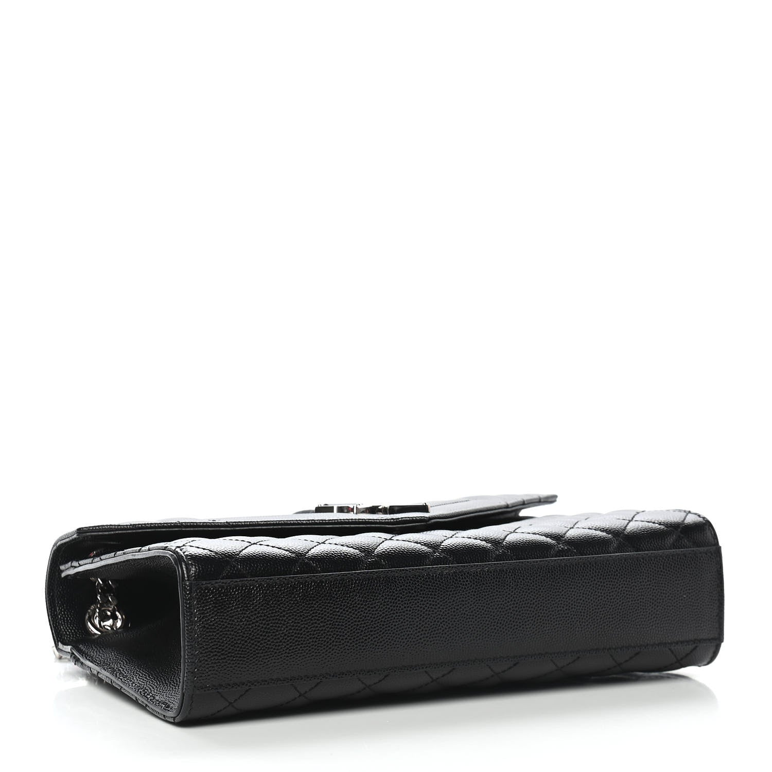 Saint Laurent Grain De Poudre Textured Mixed Matelasse Triquilt Medium Monogram Satchel Black 4 of 9