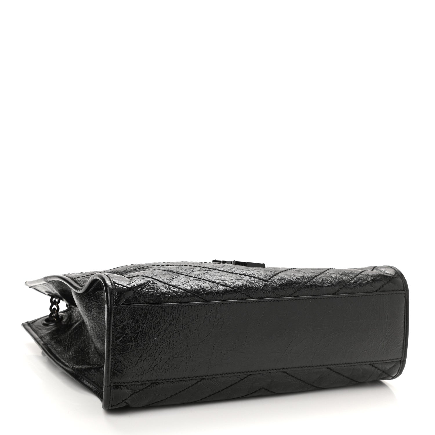 Saint Laurent Crinkled Calfskin Matelasse Monogram Medium Niki Shopper Tote Black 4 of 10