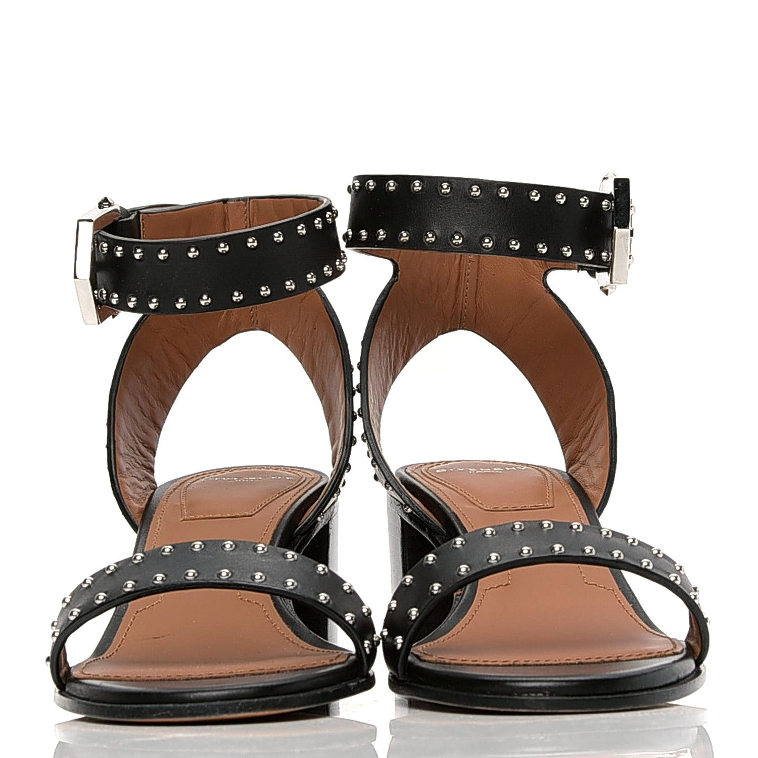Givenchy Calfskin Studded Elegant Sandals 35 Black 2 of 13