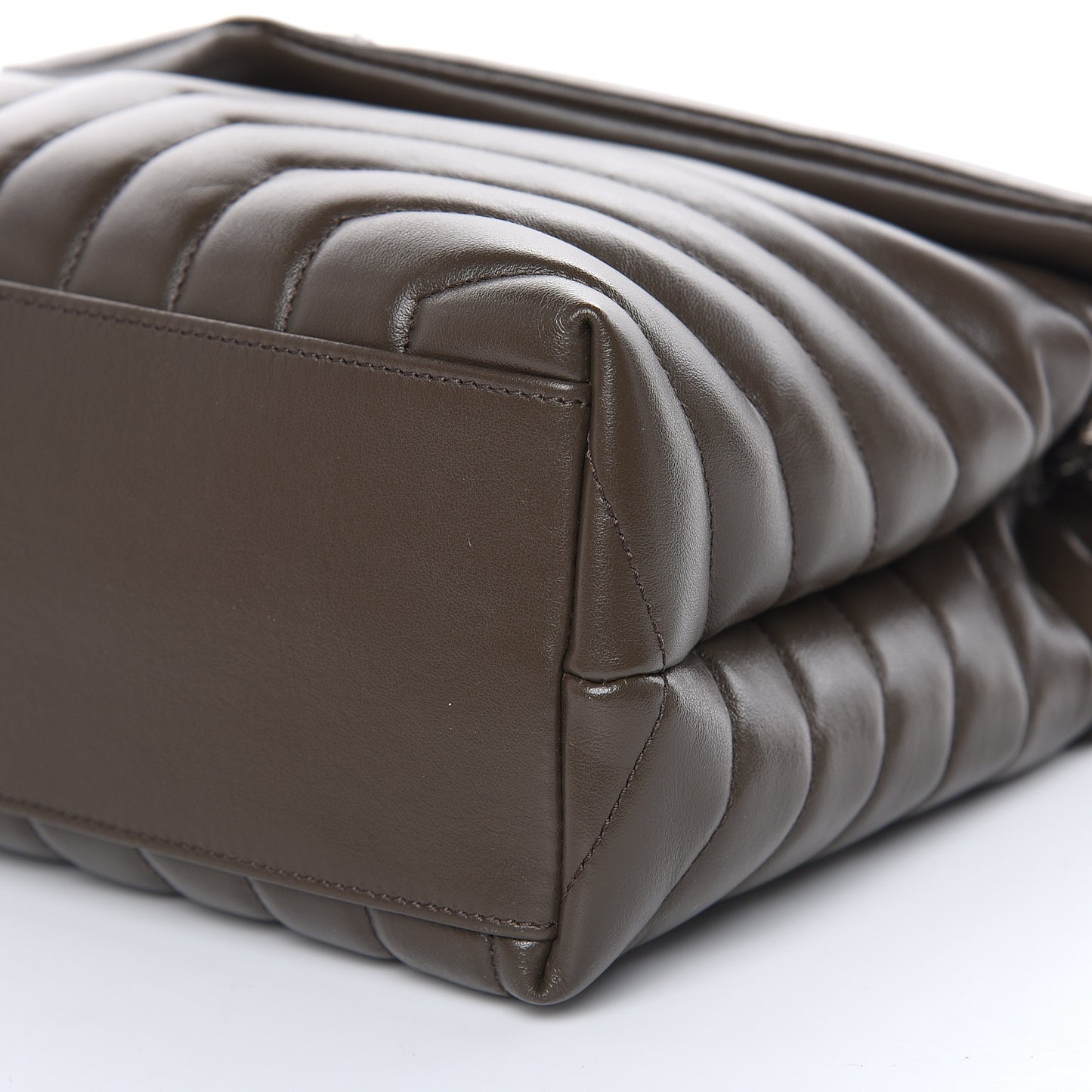Calfskin Y Quilted Monogram Medium Loulou Chain Satchel Kaki Fonce