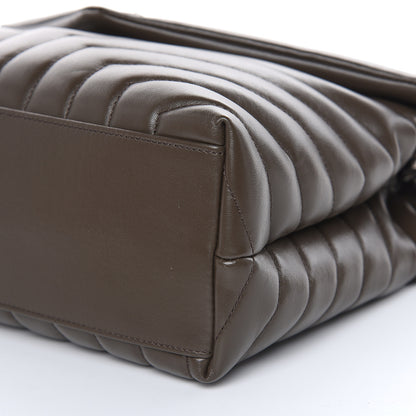 Saint Laurent Calfskin Y Quilted Monogram Medium Loulou Chain Satchel Kaki Fonce 9 of 10