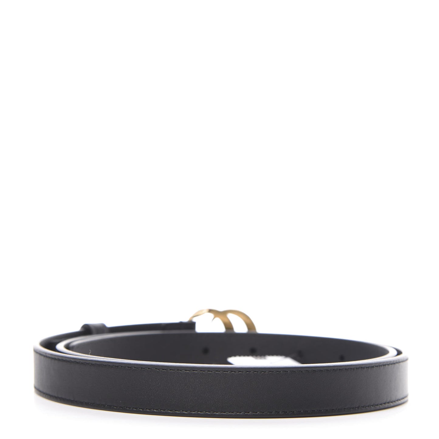 Calfskin Pearl Double G 20mm Belt 95 38 Black Cream