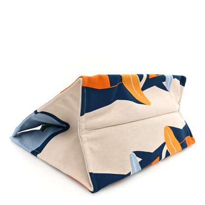 Hermes Canvas Apres la Vague Beach Bag Orange Bleu 4 of 10