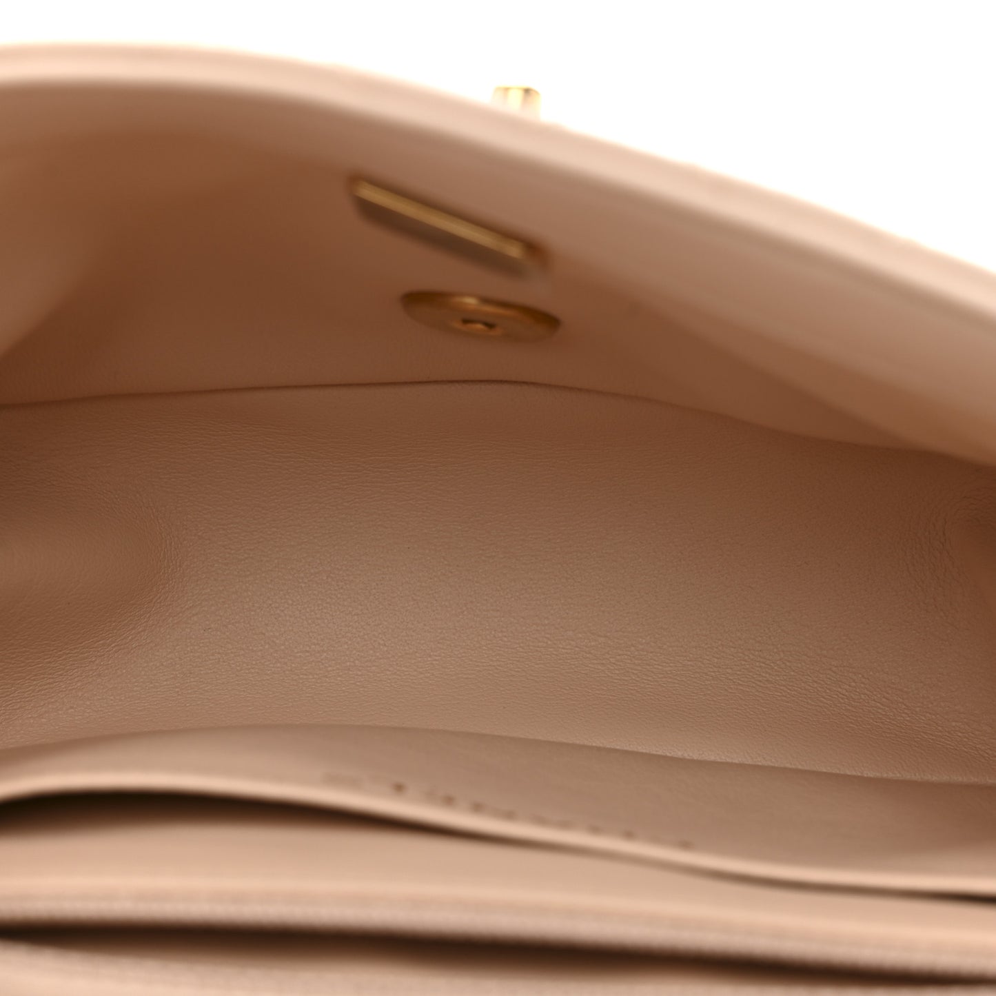 Lambskin Quilted Mini Pearl Crush Flap Light Beige