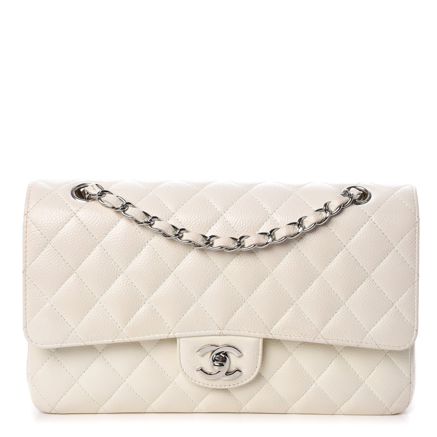 Chanel Caviar Quilted Medium Double Flap White 1 of 15