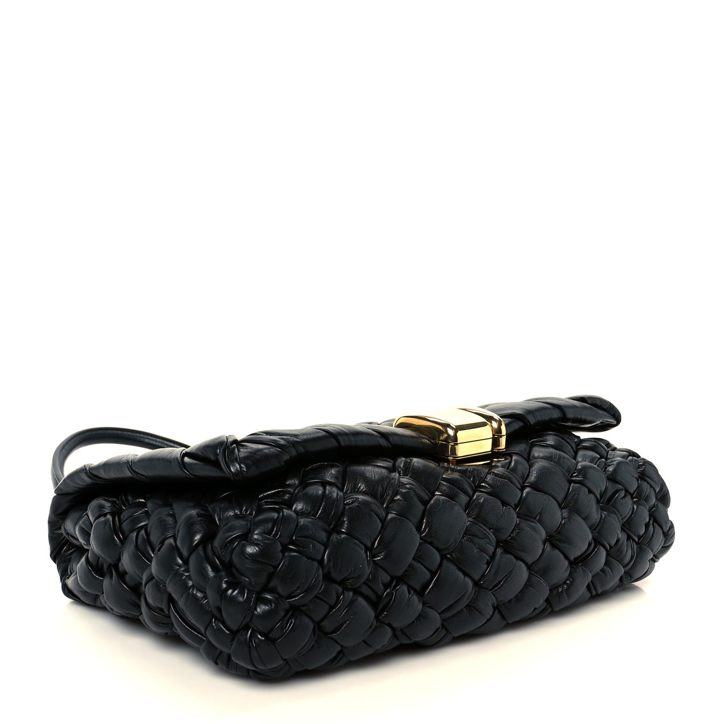 Calfskin Intreccio Rumple Desiree Shoulder Bag Black