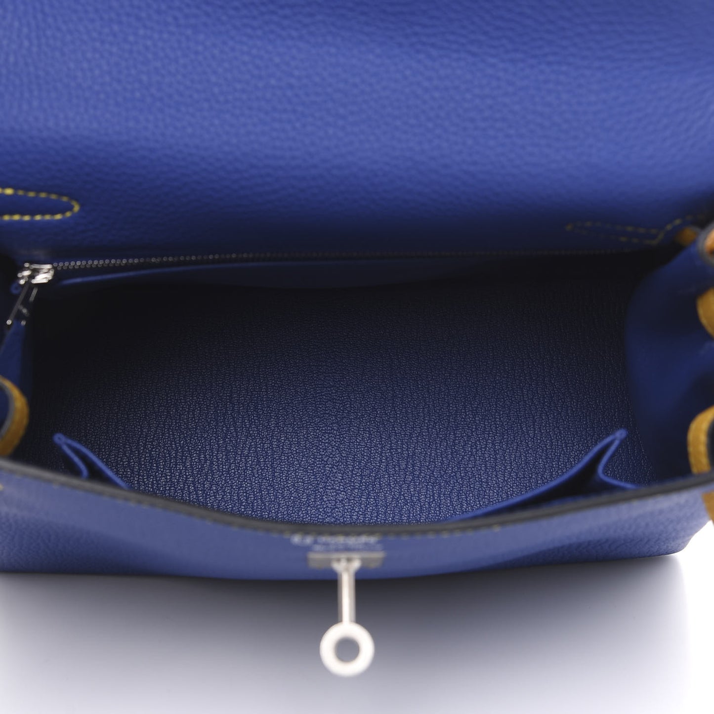 Togo Horseshoe Kelly Retourne 25 Bleu Electrique Jaune Ambre