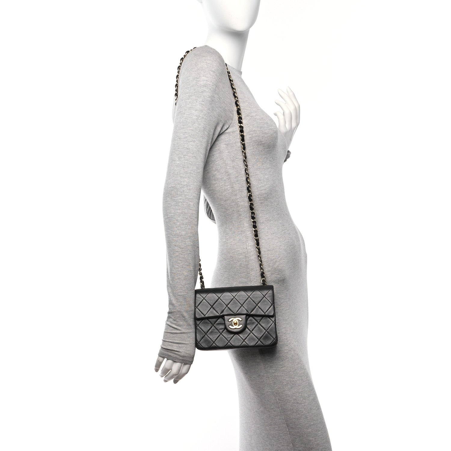Chanel Lambskin Quilted Mini Square Flap Black 2 of 12
