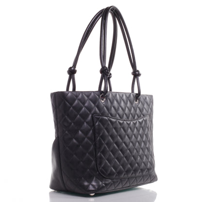 Chanel Calfskin Quilted Large Cambon Tote Black White 3 of 7