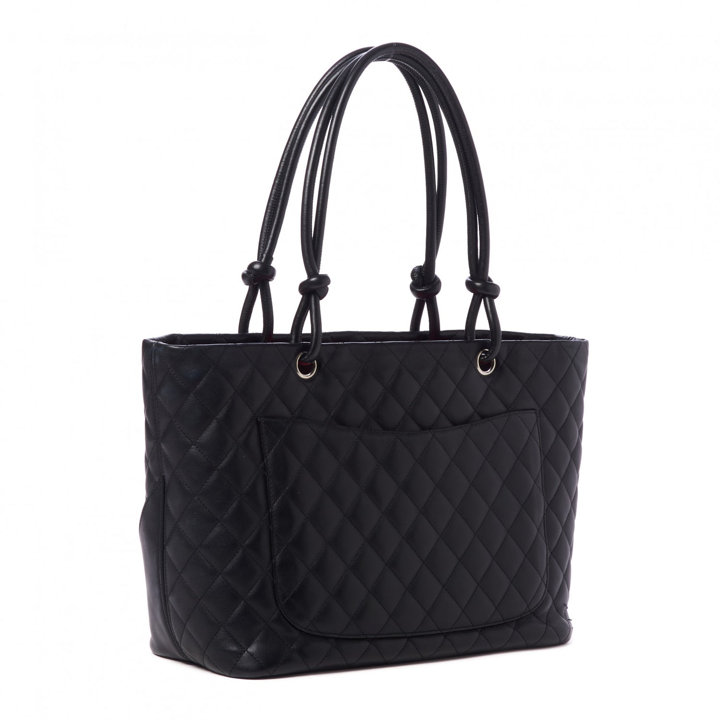 Calfskin Quilted Large Cambon Tote Black White