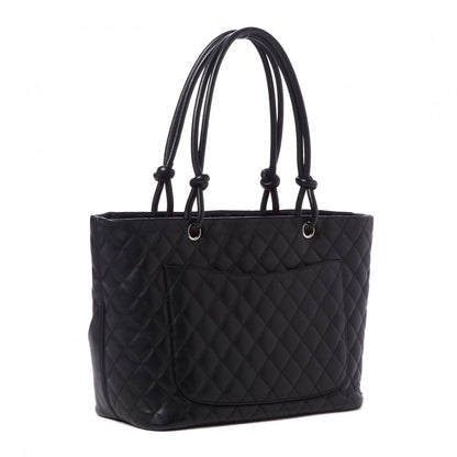 Chanel Calfskin Quilted Large Cambon Tote Black White 3 of 11