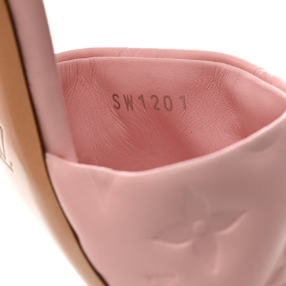 Louis Vuitton Lambskin Embossed Monogram Revival Mid Heel Mules 37 Rose Claire 8 of 9