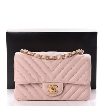 Chanel Calfskin Chevron Quilted Mini Rectangular Flap Light Pink 13 of 13