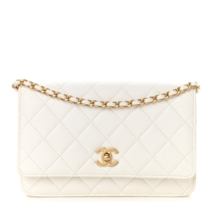 Chanel Lambskin Quilted CC Pearl Crush Wallet on Chain WOC White 1 of 23