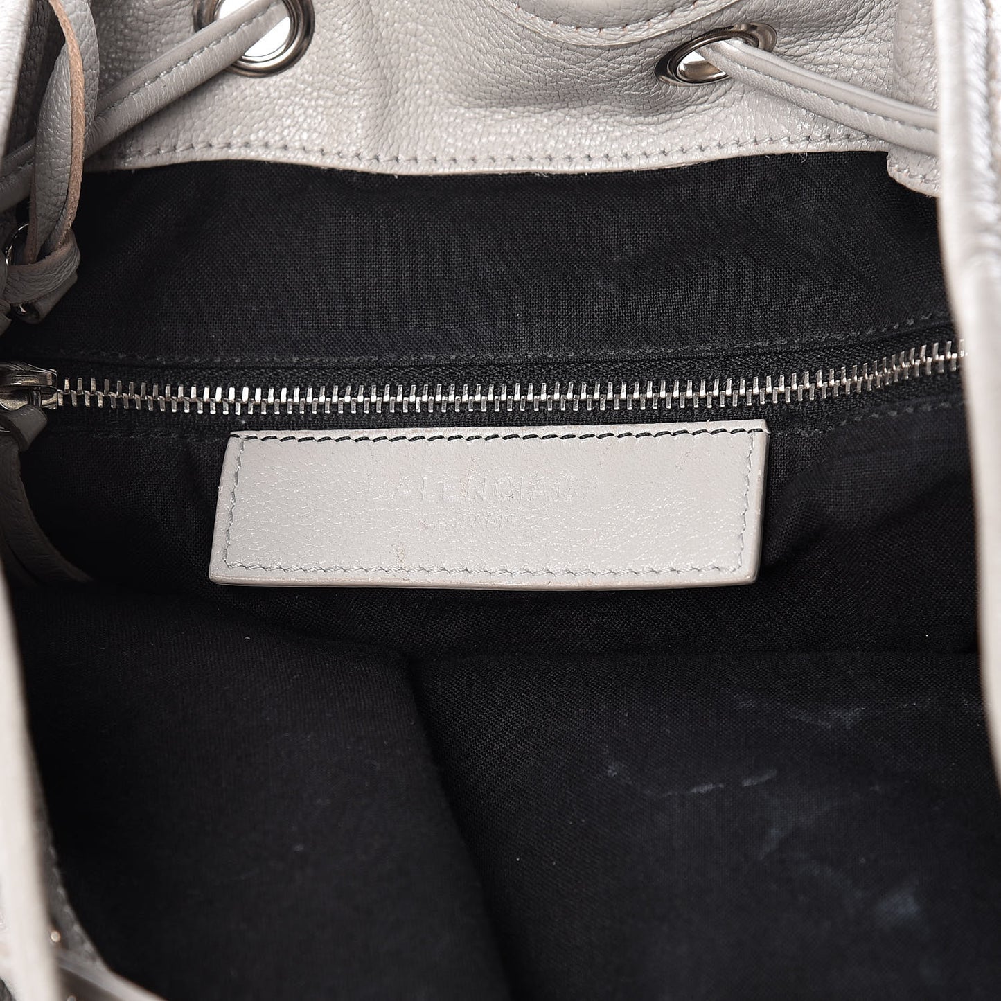 Chevre Silver Metallic Edge Hardware Backpack Gris Glace