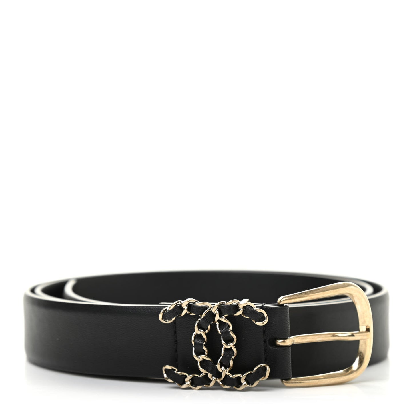 Calfskin CC Chain Belt 85 34 Black