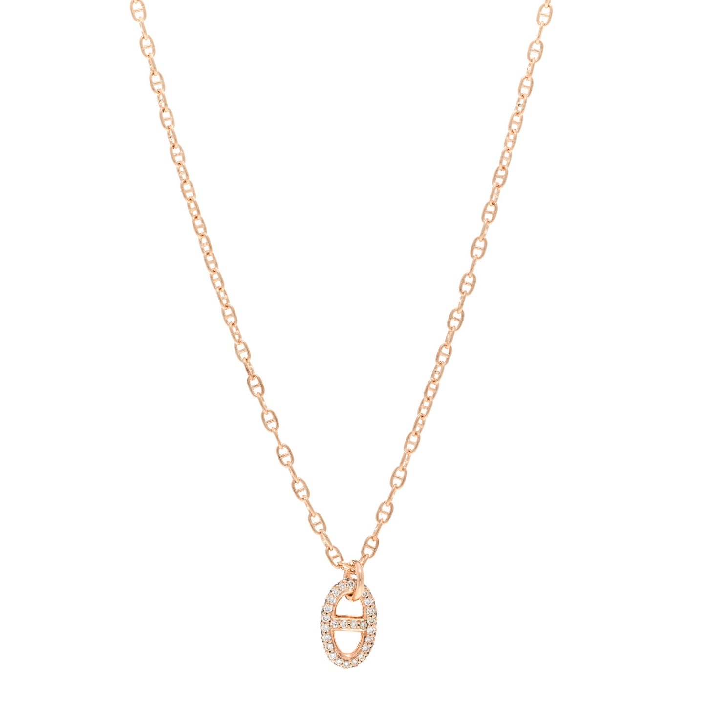 18K Rose Gold Diamond PM New Farandole Pendant Necklace ST