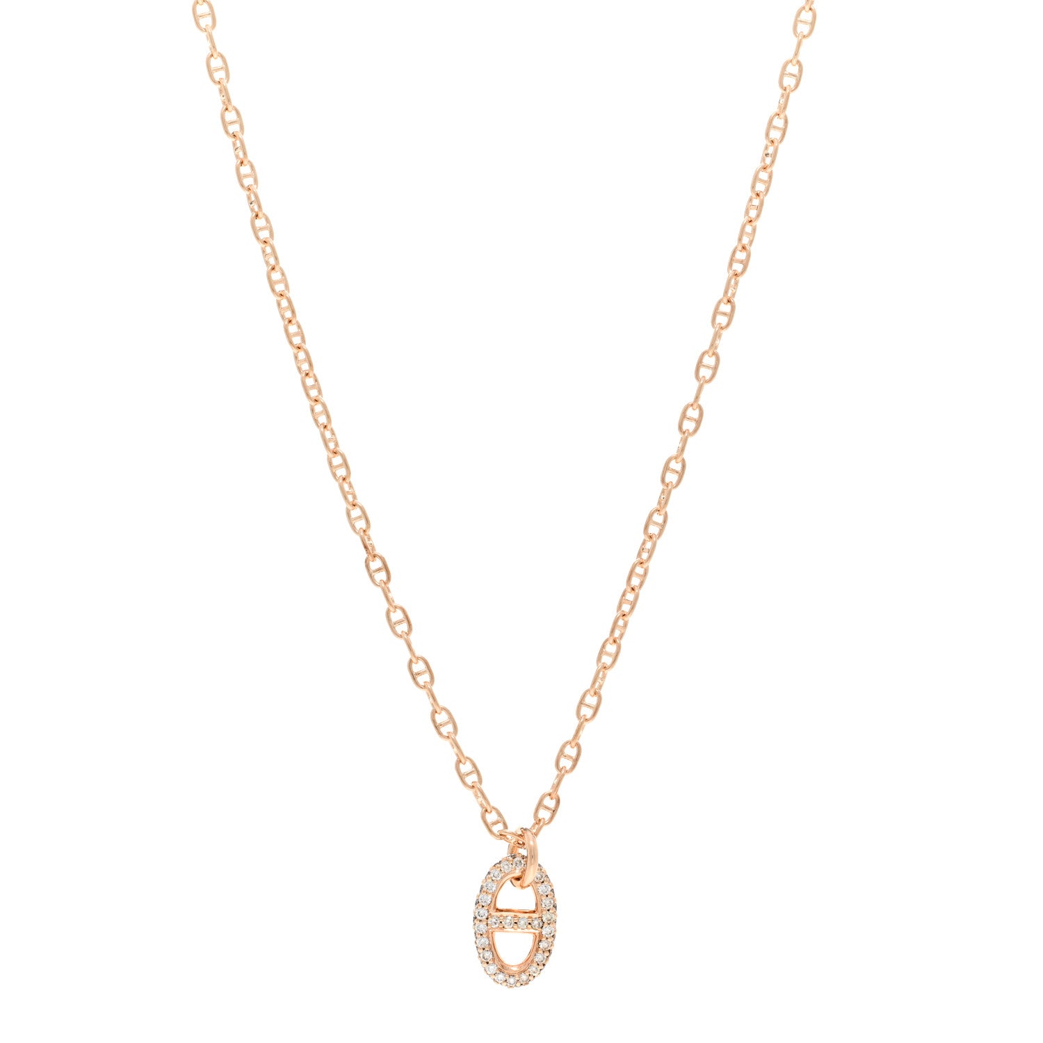 Hermes 18K Rose Gold Diamond PM New Farandole Pendant Necklace ST 1 of 5