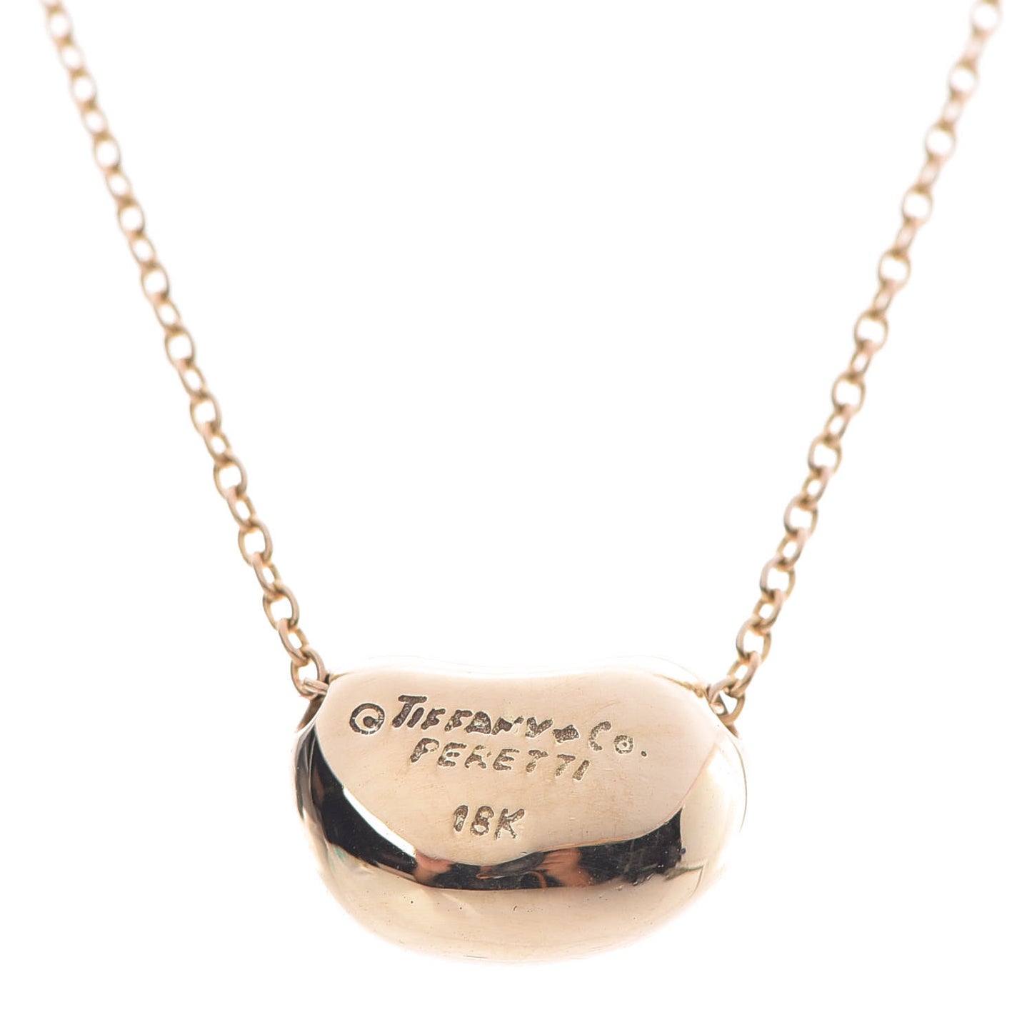 18K Yellow Gold 11mm Elsa Peretti Bean Pendant Necklace