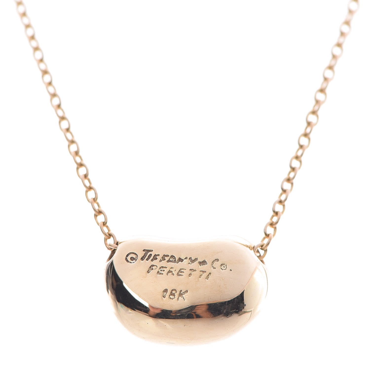 Tiffany 18K Yellow Gold 11mm Elsa Peretti Bean Pendant Necklace 4 of 6