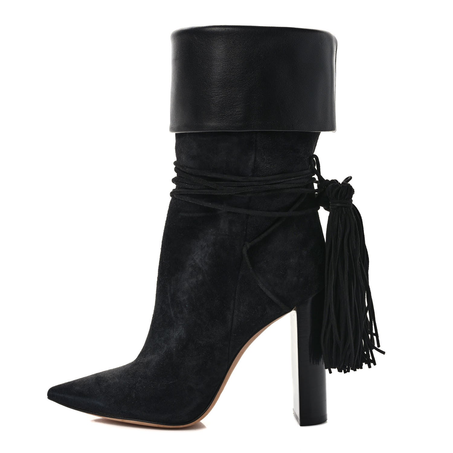 Saint Laurent Calfskin Suede Tanger Tassel Boot 35 Black 1 of 7