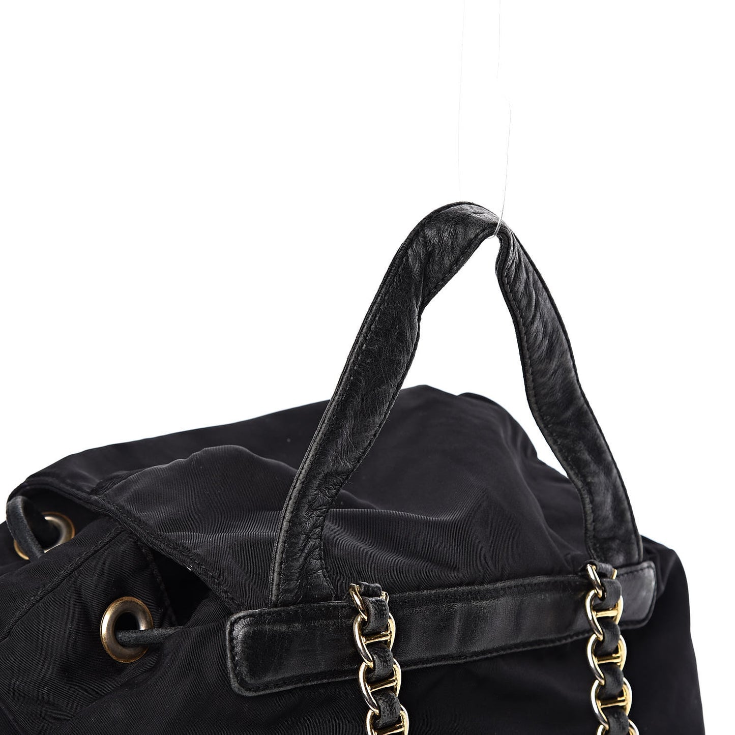 Tessuto Nylon Vela Chain Backpack Black
