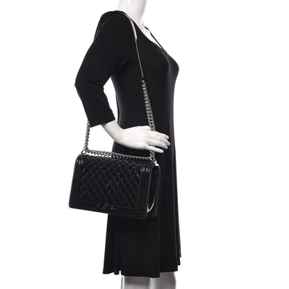 Chanel Patent Calfskin Quilted New Medium Plexiglass Boy Flap Black 2 of 12