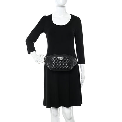 Chanel Crumpled Calfskin Quilted Casual Rock Waist Bag Fanny Pack Black 2 of 11