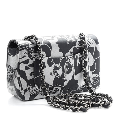 Chanel Lambskin Printed Mini Rectangular Flap Black Silver 3 of 9