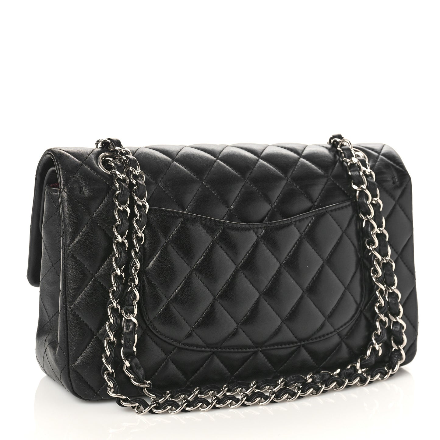 Lambskin Quilted Medium Double Flap Black