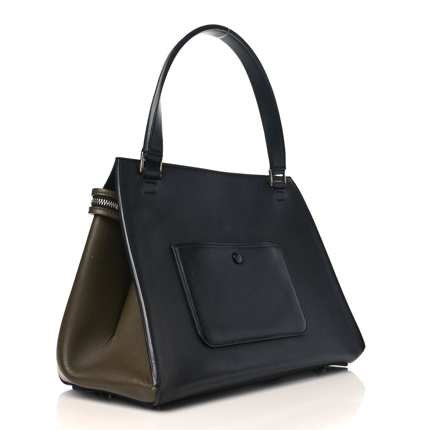 Smooth Calfskin Medium Tri-Color Edge Shoulder Bag Indigo
