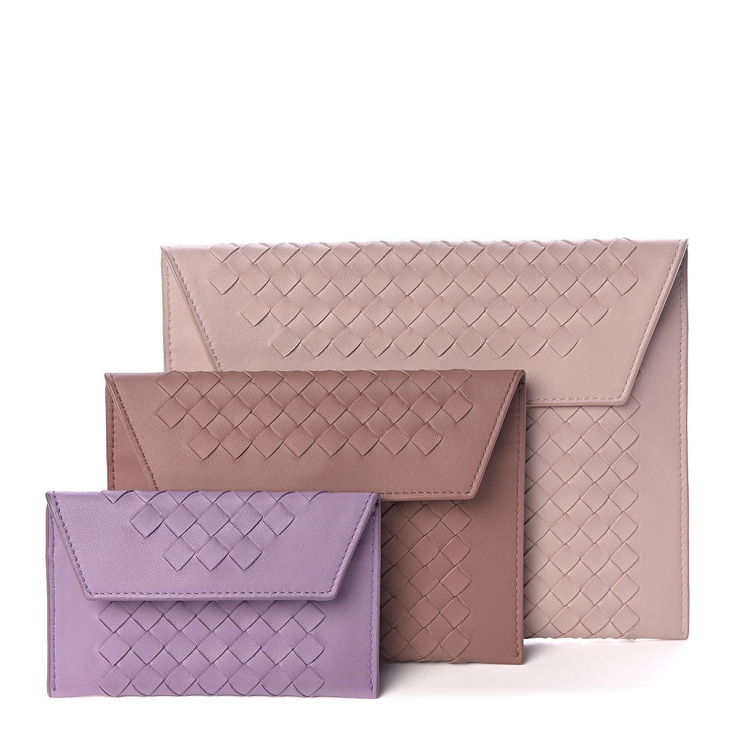 Nappa Intrecciato Three in One Nesting Pouch Magnolia Deco Rose Glicine