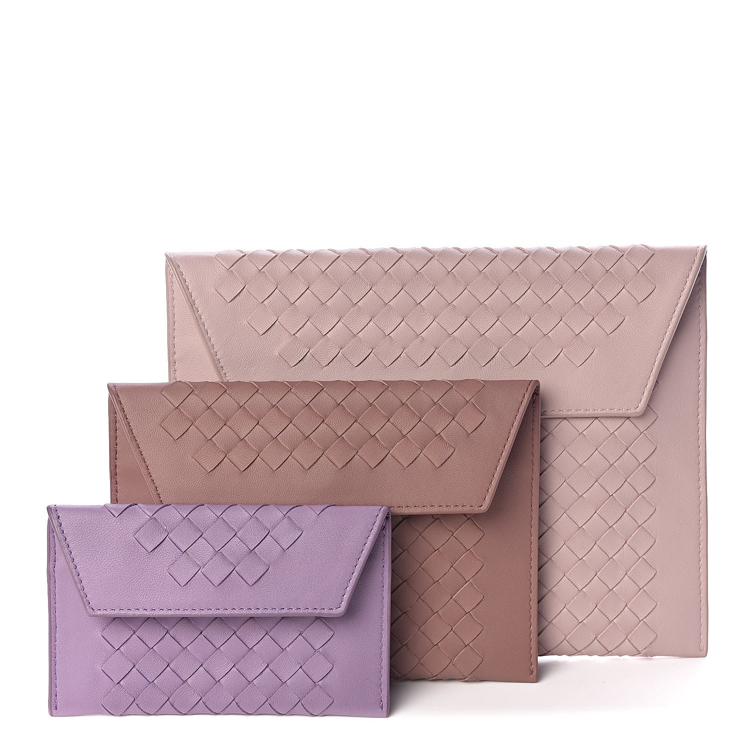 Bottega Veneta Nappa Intrecciato Three in One Nesting Pouch Magnolia Deco Rose Glicine 1 of 9